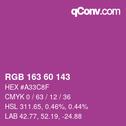 Color code: RGB 163 60 143 | qconv.com