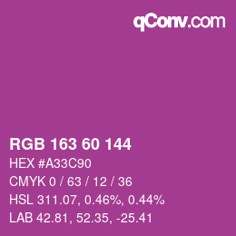 カラーコード: RGB 163 60 144 | qconv.com