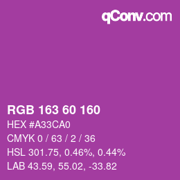 Color code: RGB 163 60 160 | qconv.com