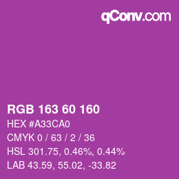 カラーコード: RGB 163 60 160 | qconv.com