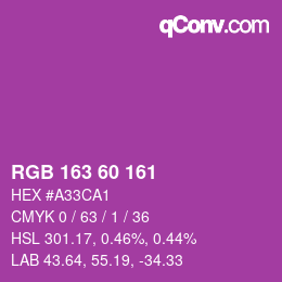 カラーコード: RGB 163 60 161 | qconv.com