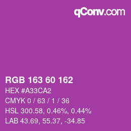 Color code: RGB 163 60 162 | qconv.com