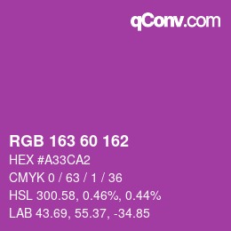 Color code: RGB 163 60 162 | qconv.com