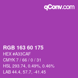 カラーコード: RGB 163 60 175 | qconv.com