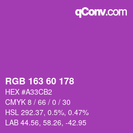 颜色代码: RGB 163 60 178 | qconv.com