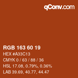 カラーコード: RGB 163 60 19 | qconv.com