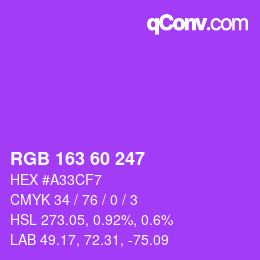 カラーコード: RGB 163 60 247 | qconv.com