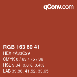 颜色代码: RGB 163 60 41 | qconv.com