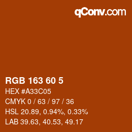 Color code: RGB 163 60 5 | qconv.com