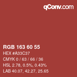 Farbcode: RGB 163 60 55 | qconv.com