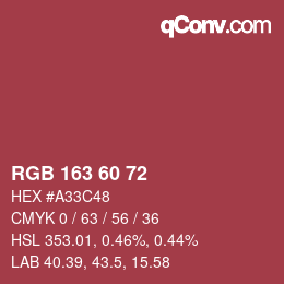 カラーコード: RGB 163 60 72 | qconv.com