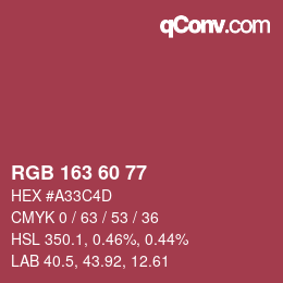 Color code: RGB 163 60 77 | qconv.com