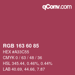 カラーコード: RGB 163 60 85 | qconv.com
