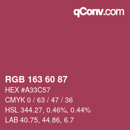 Color code: RGB 163 60 87 | qconv.com