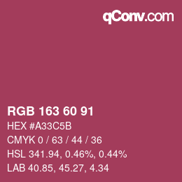 カラーコード: RGB 163 60 91 | qconv.com