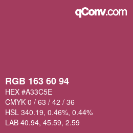Color code: RGB 163 60 94 | qconv.com