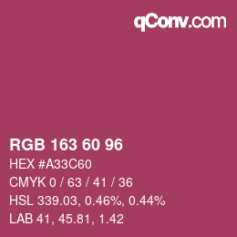 カラーコード: RGB 163 60 96 | qconv.com