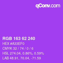 Color code: RGB 163 62 240 | qconv.com