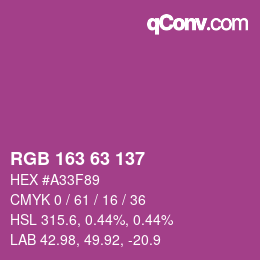 颜色代码: RGB 163 63 137 | qconv.com