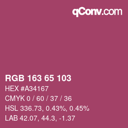 カラーコード: RGB 163 65 103 | qconv.com