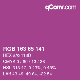 カラーコード: RGB 163 65 141 | qconv.com