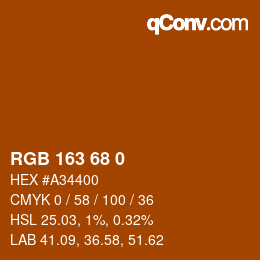 カラーコード: RGB 163 68 0 | qconv.com