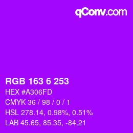 Color code: RGB 163 6 253 | qconv.com