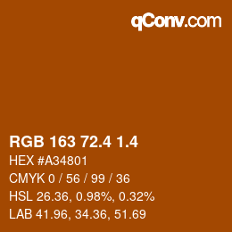 カラーコード: RGB 163 72.4 1.4 | qconv.com