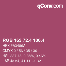 カラーコード: RGB 163 72.4 106.4 | qconv.com