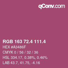 カラーコード: RGB 163 72.4 111.4 | qconv.com