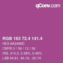 カラーコード: RGB 163 72.4 141.4 | qconv.com