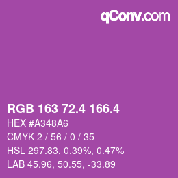 カラーコード: RGB 163 72.4 166.4 | qconv.com