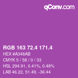 カラーコード: RGB 163 72.4 171.4 | qconv.com