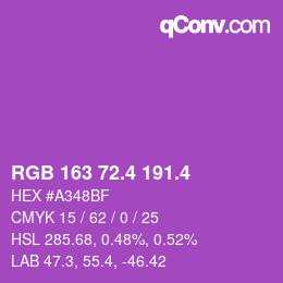 カラーコード: RGB 163 72.4 191.4 | qconv.com