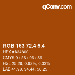 カラーコード: RGB 163 72.4 6.4 | qconv.com