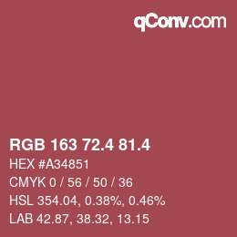 カラーコード: RGB 163 72.4 81.4 | qconv.com
