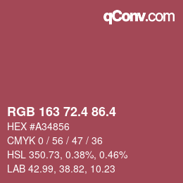 カラーコード: RGB 163 72.4 86.4 | qconv.com