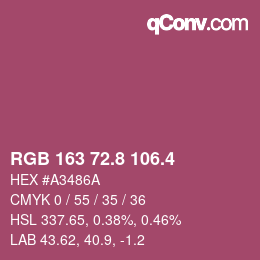 カラーコード: RGB 163 72.8 106.4 | qconv.com