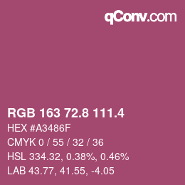 カラーコード: RGB 163 72.8 111.4 | qconv.com