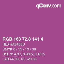 カラーコード: RGB 163 72.8 141.4 | qconv.com