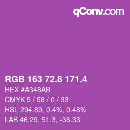 カラーコード: RGB 163 72.8 171.4 | qconv.com
