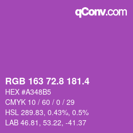 カラーコード: RGB 163 72.8 181.4 | qconv.com