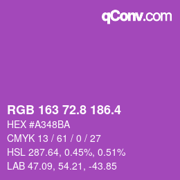 カラーコード: RGB 163 72.8 186.4 | qconv.com