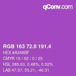 カラーコード: RGB 163 72.8 191.4 | qconv.com