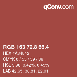 カラーコード: RGB 163 72.8 66.4 | qconv.com
