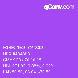 Color code: RGB 163 72 243 | qconv.com