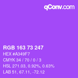 Color code: RGB 163 73 247 | qconv.com