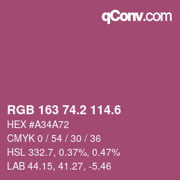 カラーコード: RGB 163 74.2 114.6 | qconv.com