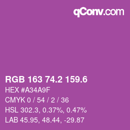 カラーコード: RGB 163 74.2 159.6 | qconv.com