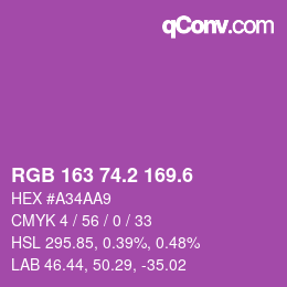 カラーコード: RGB 163 74.2 169.6 | qconv.com